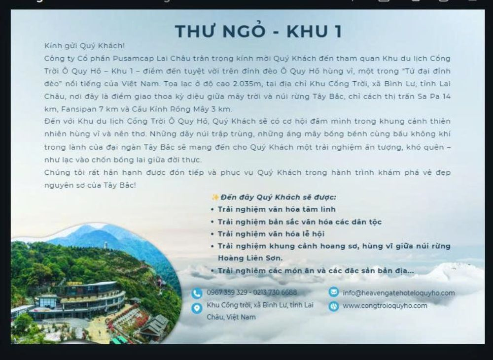 KHU DU LỊCH NGHỈ DƯỠNG Ô QUY HỒ